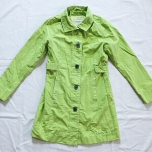 Eddie Bauer Lime Green Y2k Trench Coat Jacket Womens Small